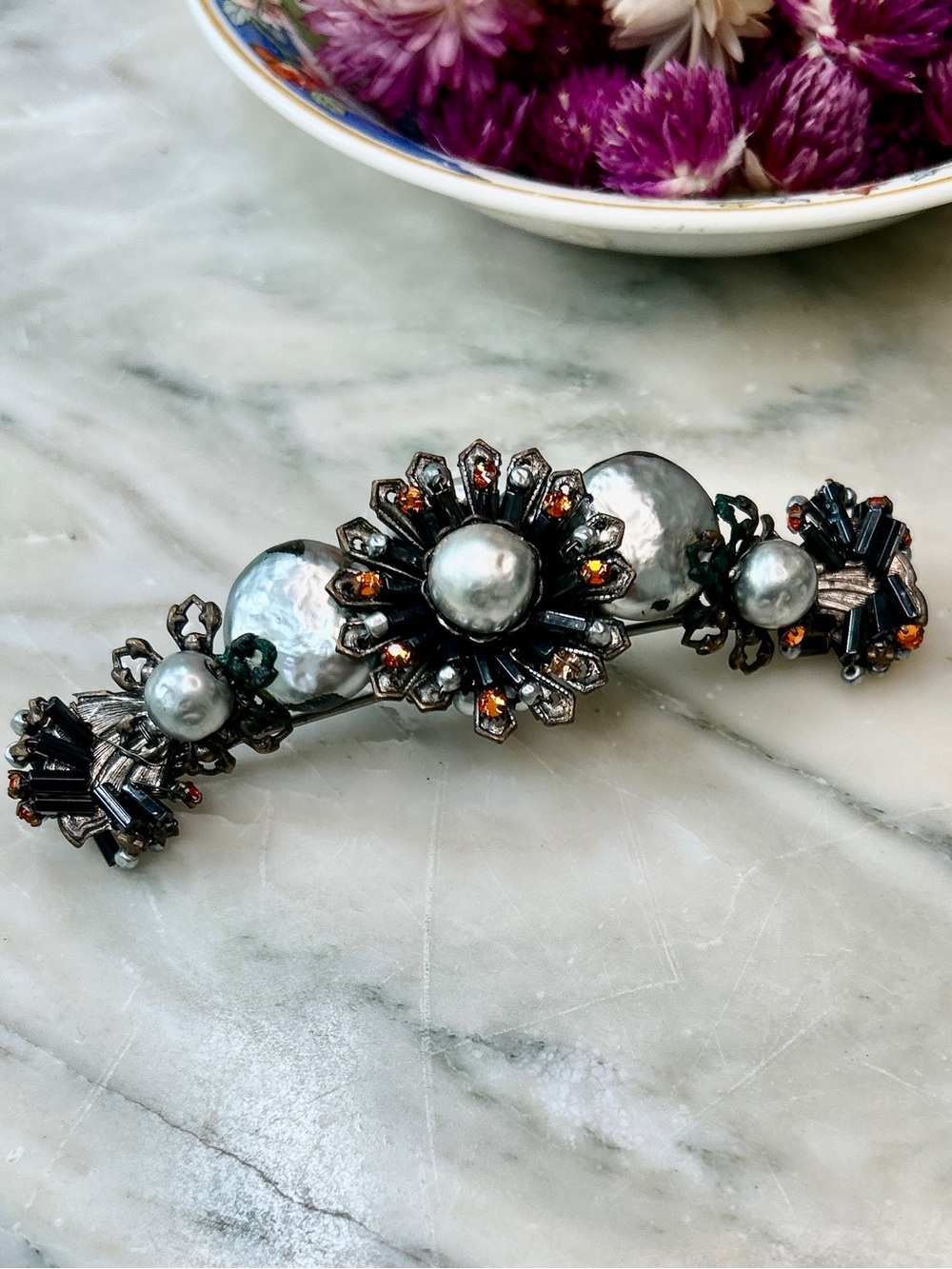 Miriam Haskell Multi Pearl And Flower Necklace